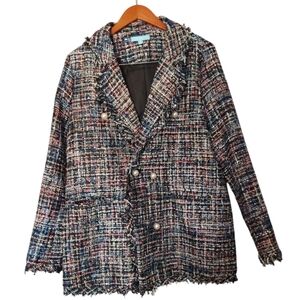 Fresh Twist Women's Elegant Multi Color Blazer Pearl Decor Buttons 1 X